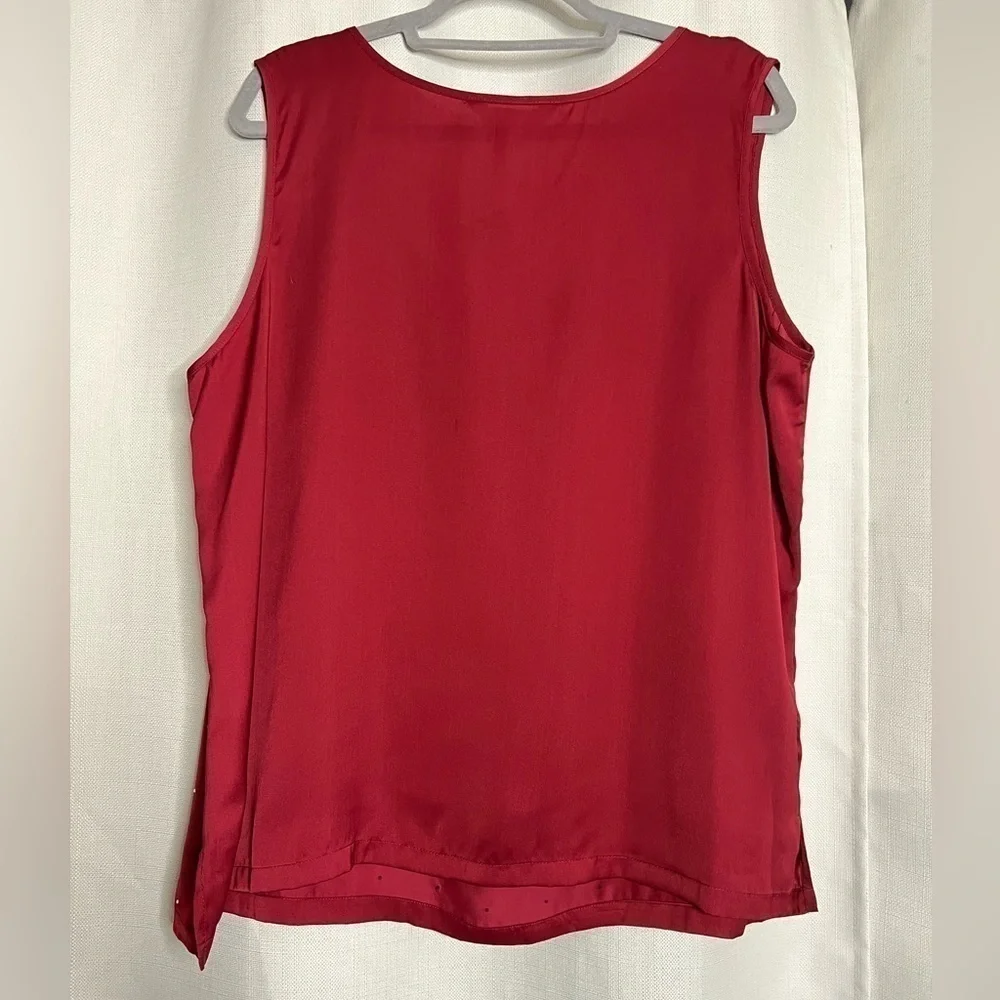 Tradition Burgundy Red Satin Rhinestone Top 1X - Picture 2 of 8